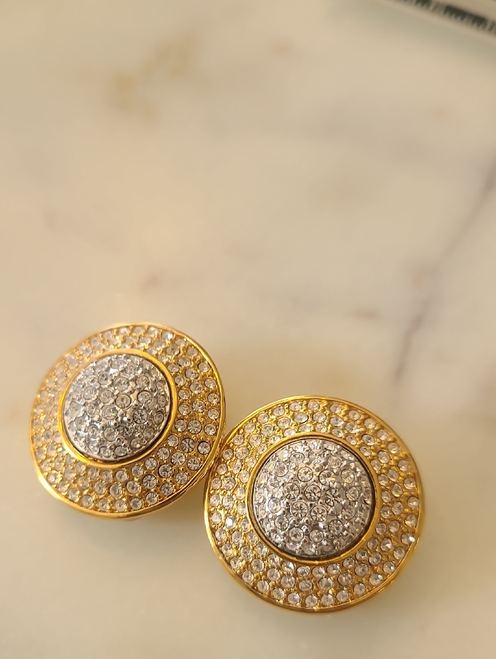 Swarovski Gold-Tone Round Pave Crystal Earrings